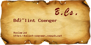 Bálint Csenger névjegykártya